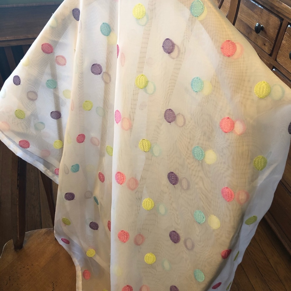 White/Sheer Polka Dot Curtain Panels